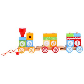 A queue of wooden blocks with letters, numbers ZA4116