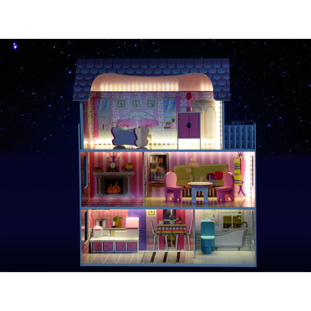 Wooden dollhouse furniture led light ZA4130