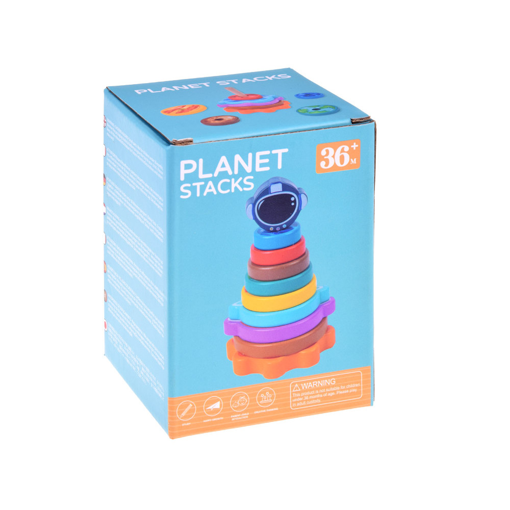 Pyramid puzzle wooden tower planets space 10 pieces ZA4691