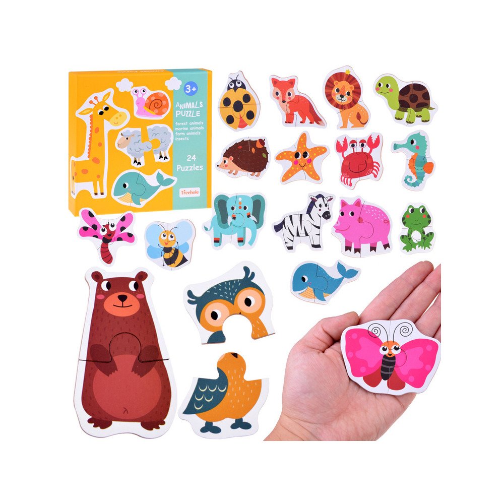 Colorful Puzzle 24 Animals lion cow butterfly fox ZA4749