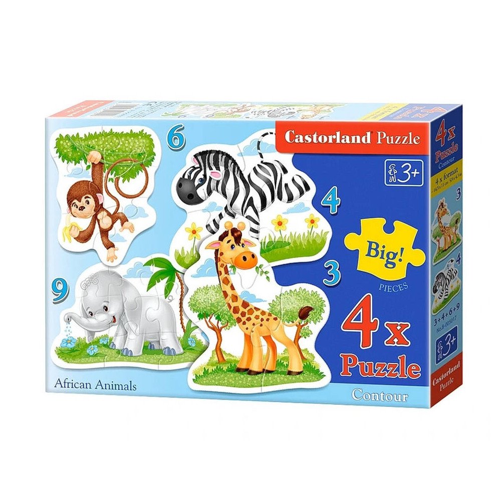 Puzzle 4in1 3,4,6,9 pieces African Animals