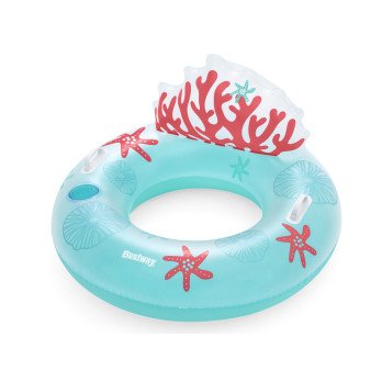 Bestway blue inflatable ring with backrest coral reef 107cm 43730