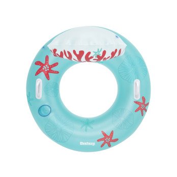 Bestway blue inflatable ring with backrest coral reef 107cm 43730