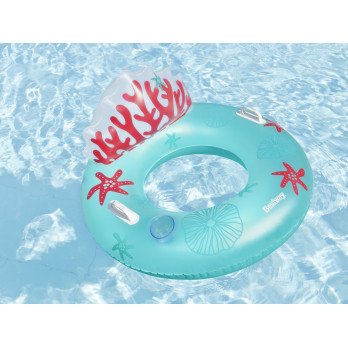 Bestway blue inflatable ring with backrest coral reef 107cm 43730