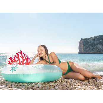 Bestway blue inflatable ring with backrest coral reef 107cm 43730