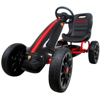 Gokart ABARTH CZERWONY, piankowe koła EVA, hamulec ręczny, licencja