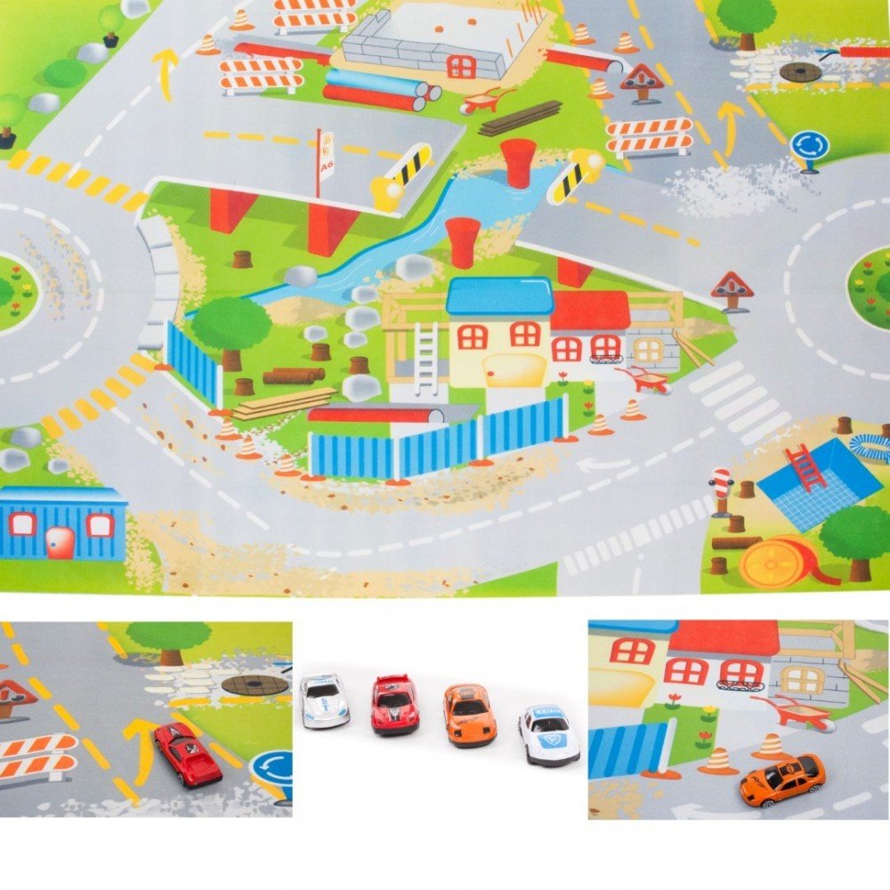 Statybvietės kilimėlis vaikams su automobiliais 120x80 cm-Žaislai, Kūdikiams, Lavinamieji kilimėliai-e-vaikas