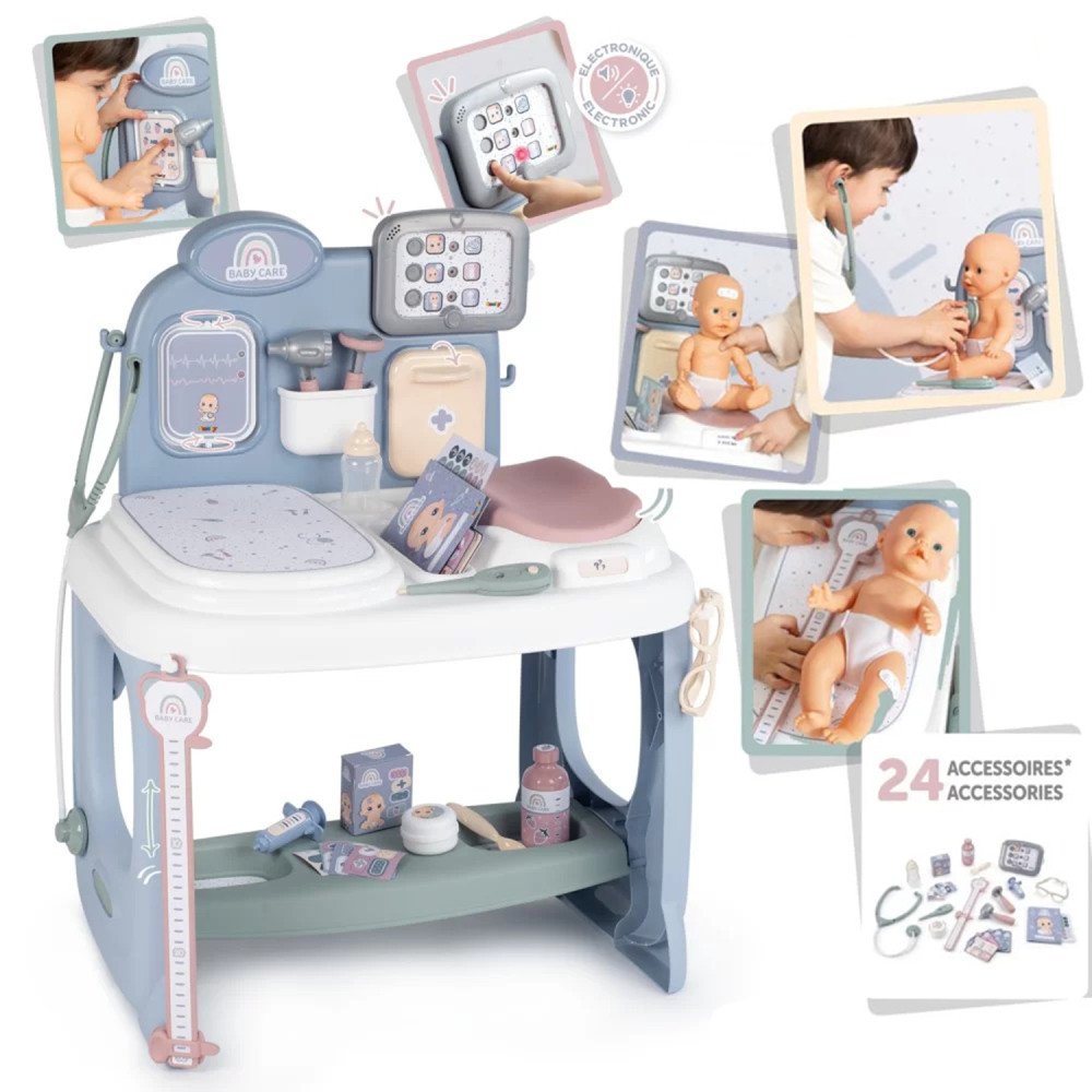 SMOBY Baby Care Centrum Medyczne Opieki dla Lalek z Elektronicznym Tabletem + 24 akc.					