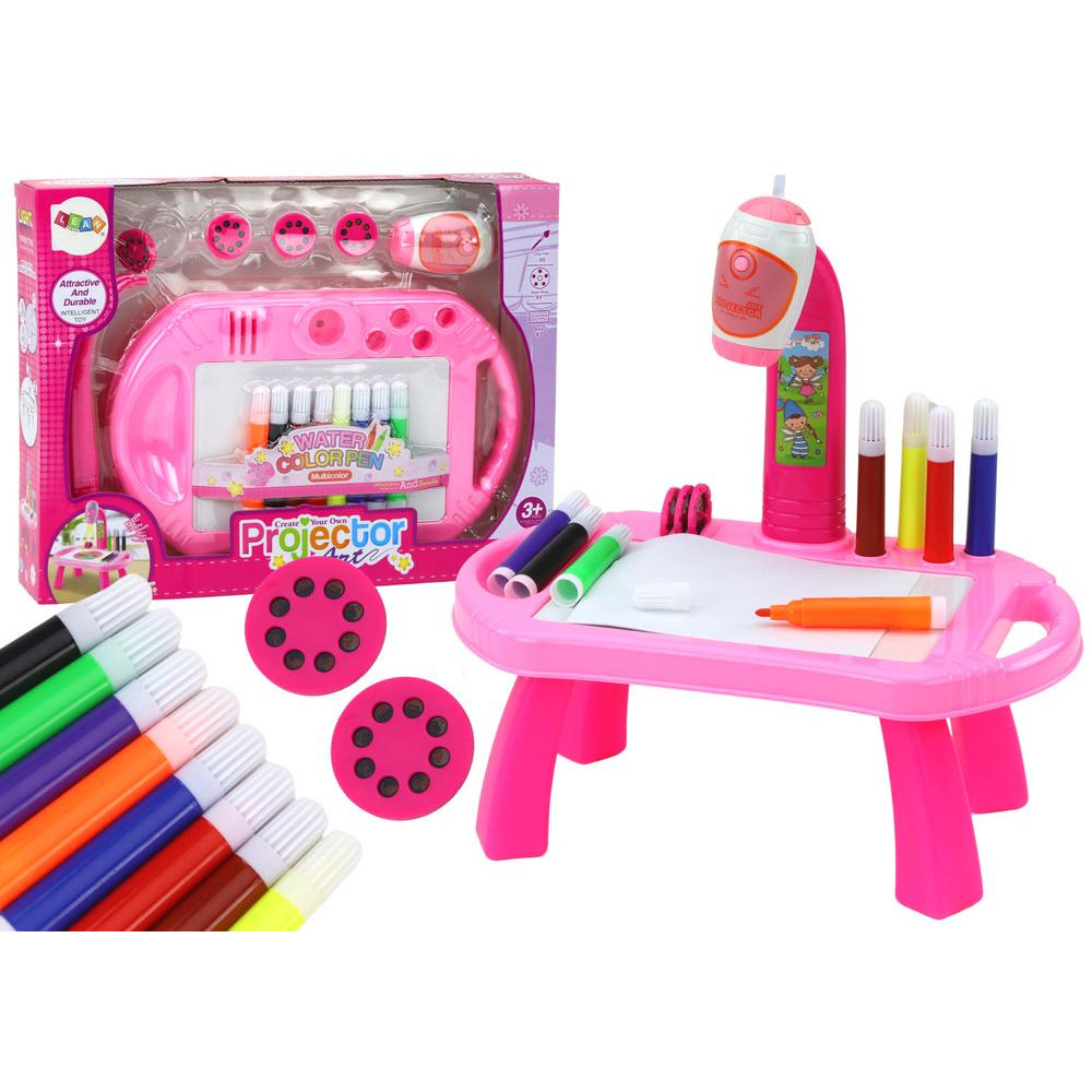 Piešimo stalo projektorius rožinės spalvos-LEANTOYS-e-vaikas
