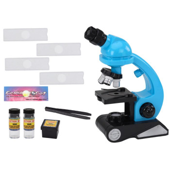 Mokomasis mikroskopas, skirtas moksliniams tyrimams, vaikų reikmenys mėlyna-LEANTOYS-e-vaikas