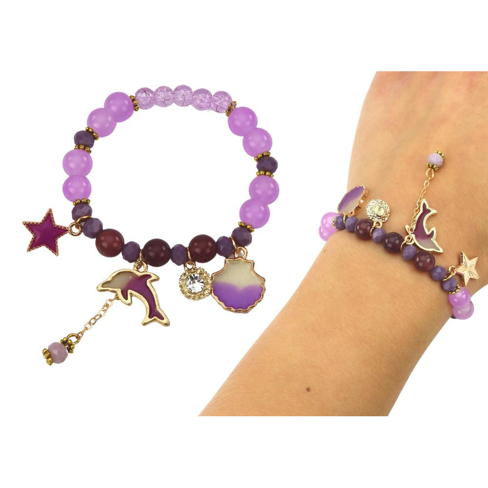 Dolphin Bracelet, Star, Purple Scallop