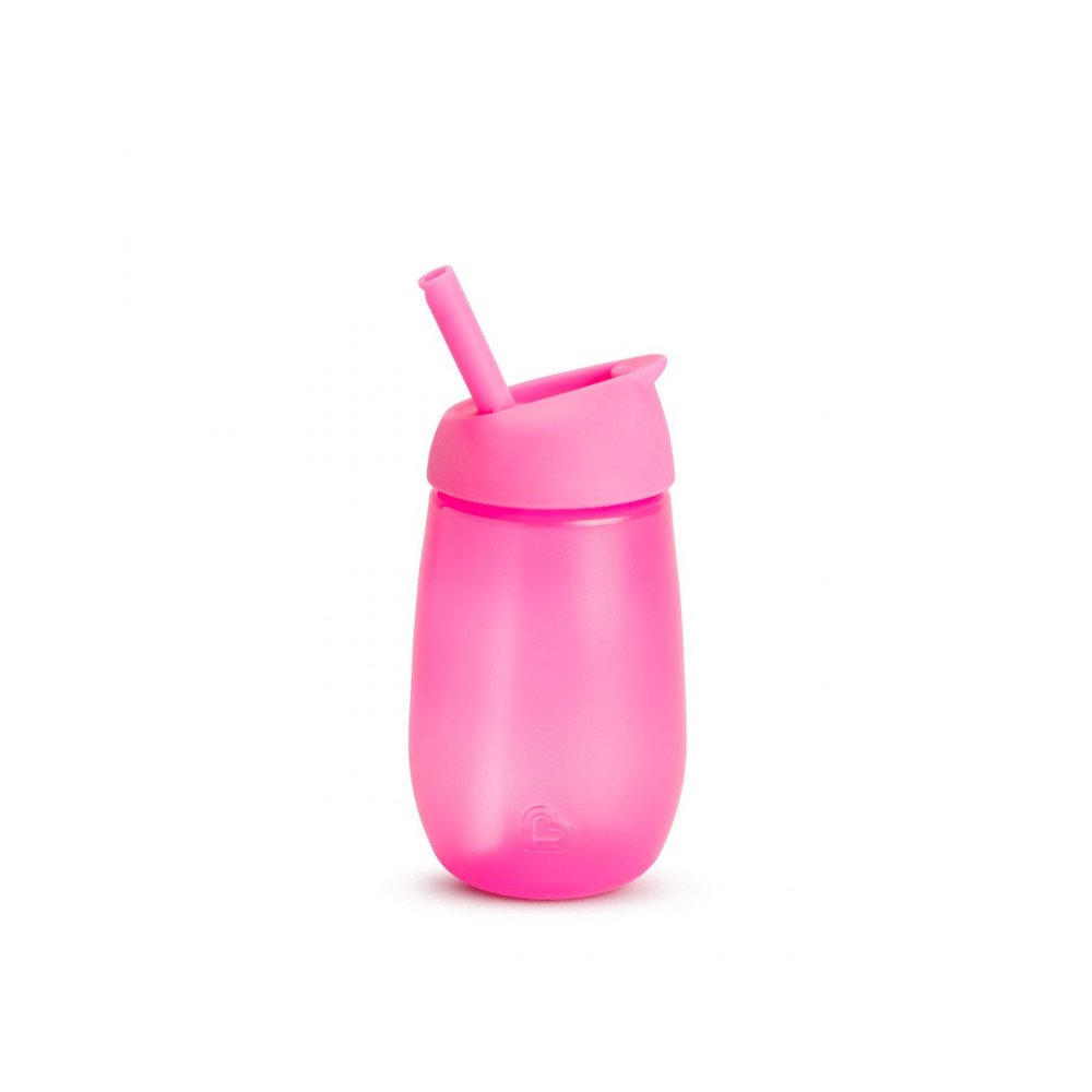 MUNCHKIN gertuvė su šiaudeliu SIMPLE CLEAN, 237ml, pink, 12m+, 90019-Maitinimui, Indai, įrankiai, gertuvės, Puodeliai, gertuvės-