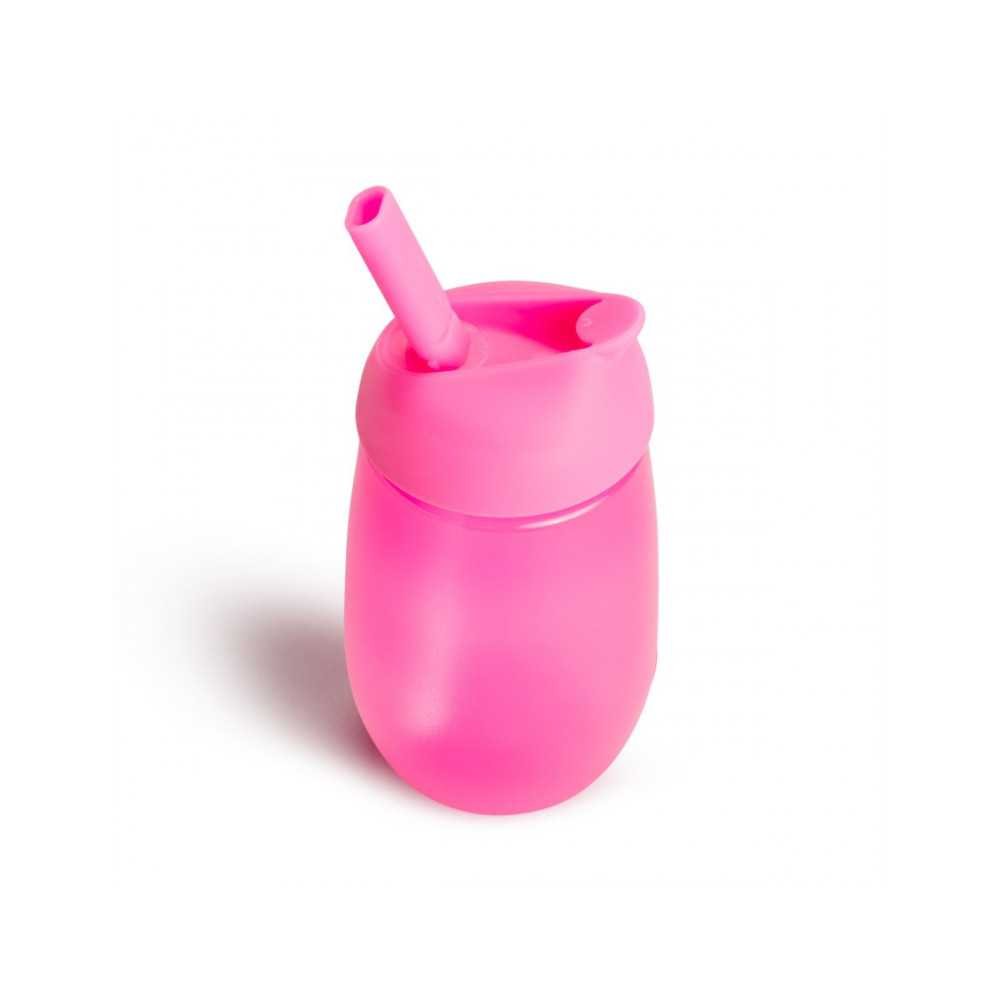 MUNCHKIN gertuvė su šiaudeliu SIMPLE CLEAN, 237ml, pink, 12m+, 90019-Maitinimui, Indai, įrankiai, gertuvės, Puodeliai, gertuvės-