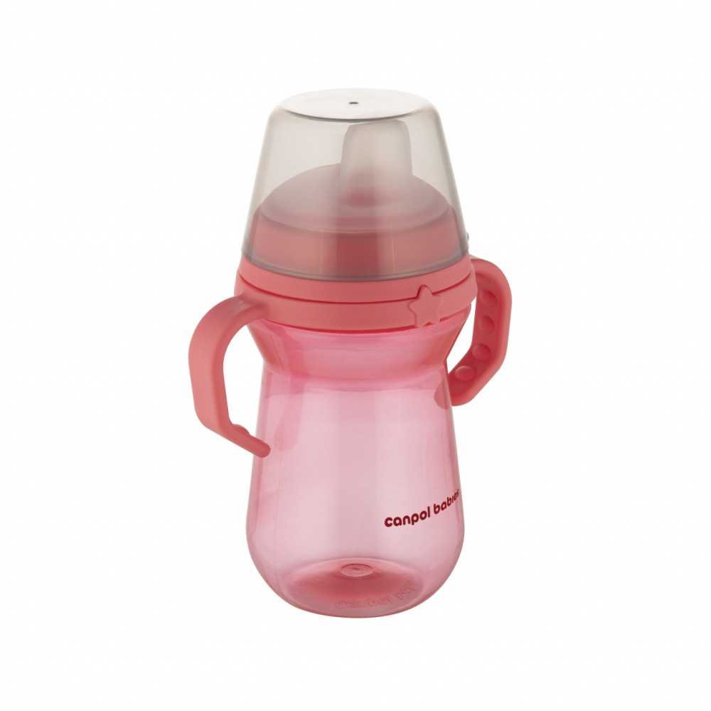 CANPOL BABIES gertuvė su silikoniniu snapeliu, FirstCup, 6mėn+, 250ml, rožinė, 56/615_pin-Maitinimui, Indai, įrankiai, gertuvės,