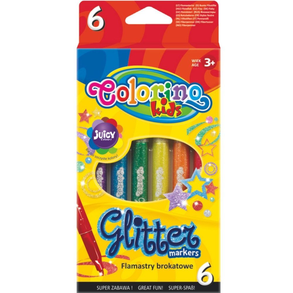 COLORINO CREATIVE blizgūs flomasteriai 6 spalvos, 65641PTR-Mokyklai, kūrybai, Kanceliarija-e-vaikas