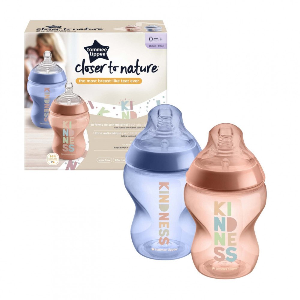 TOMMEE TIPPEE buteliukas CLOSER TO NATURE, 260 ml, 0 m+, 2 vnt.