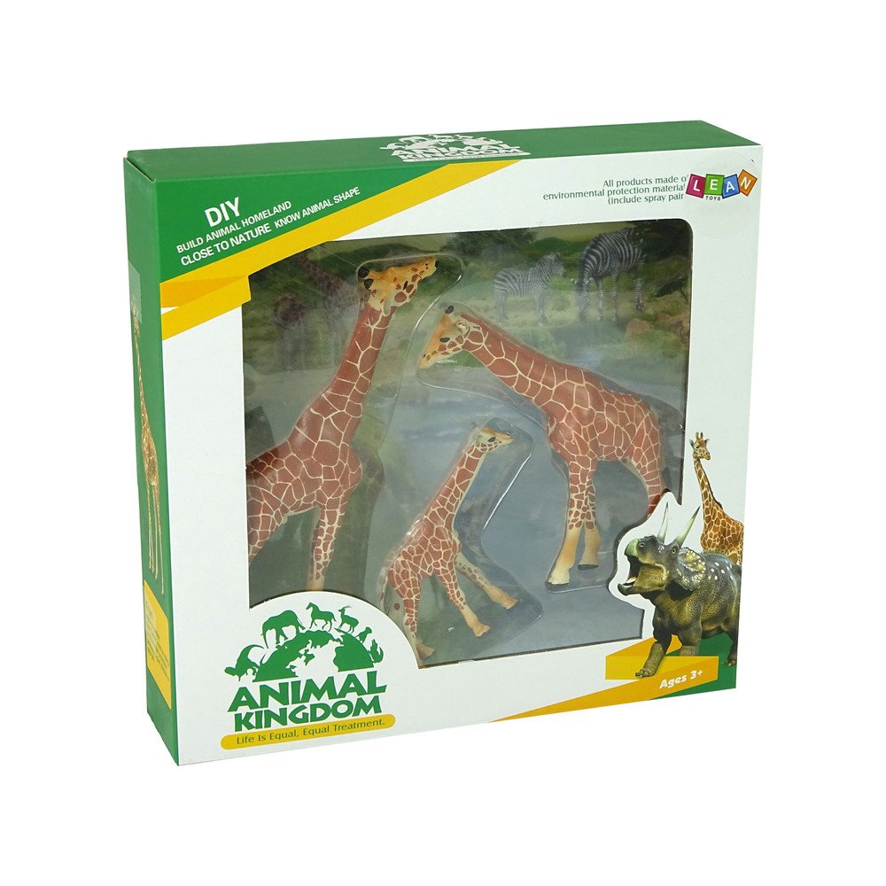 Giraffes Figurines Educational Family 3 pieces + Africa Background