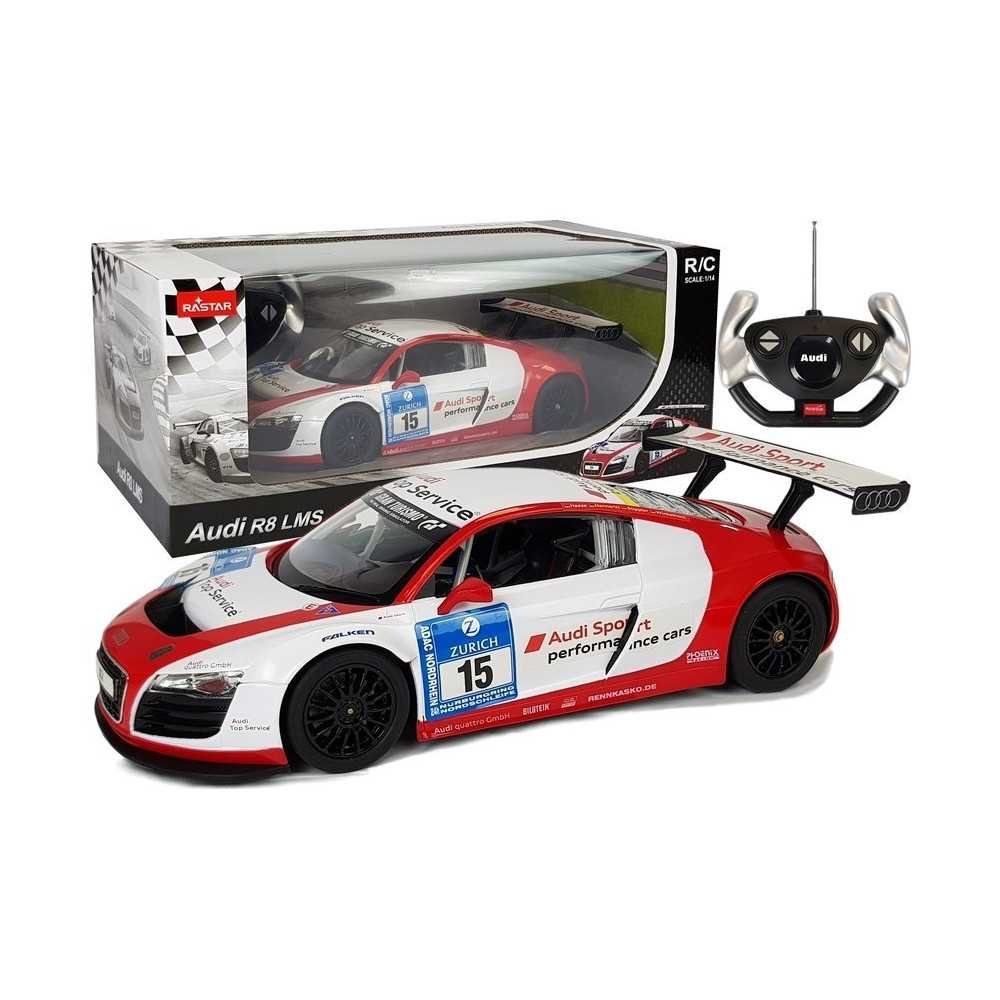 Nuotoliniu būdu valdomas automobilis R/C Audi R8 LMS Rastar 1:14, baltas/raudonas-Žaislai, Auto ir transporto žaislai, Valdomos 