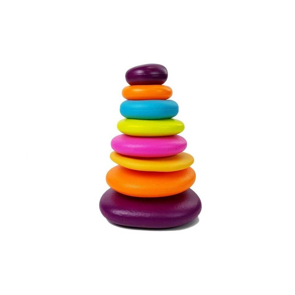 A pyramid of colorful hoops for a baby