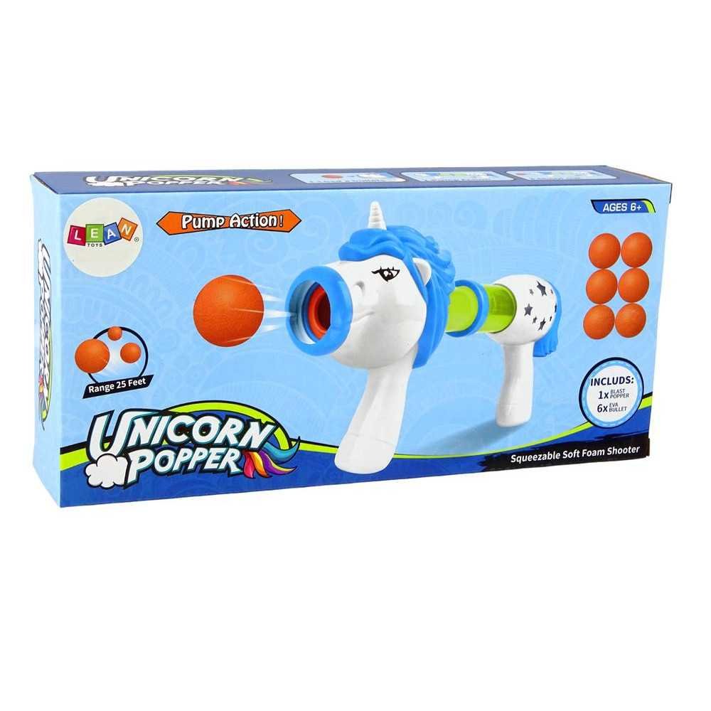 Soft Ball Launcher Gun Unicorn Blue