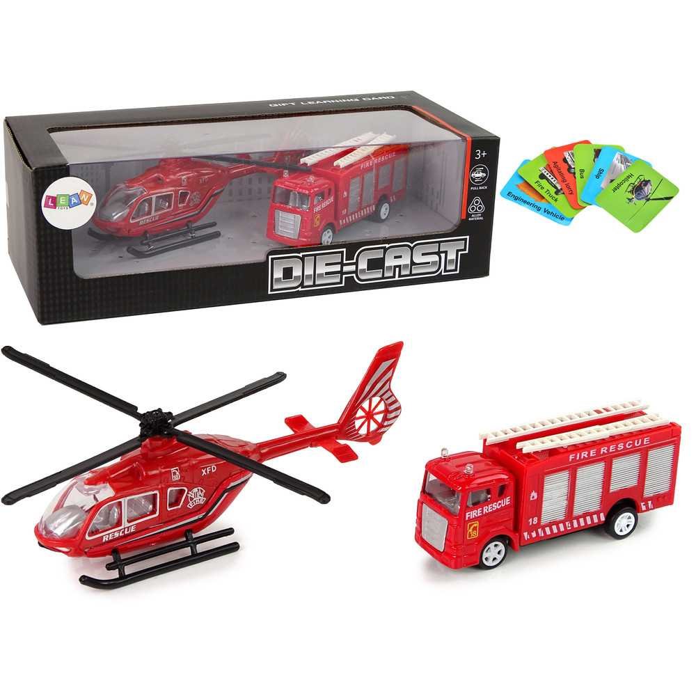 Fire Brigade Helicopter Pull Set Red