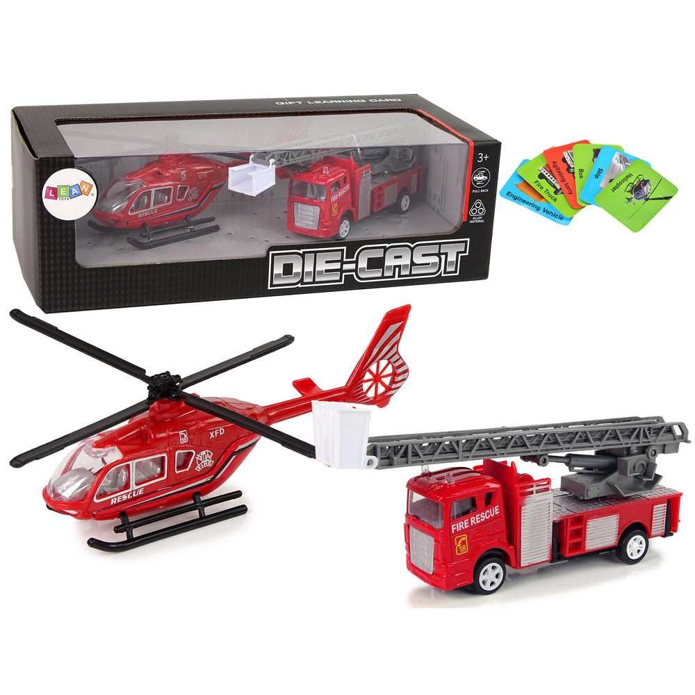 Fire Brigade Helicopter Train Cars Set