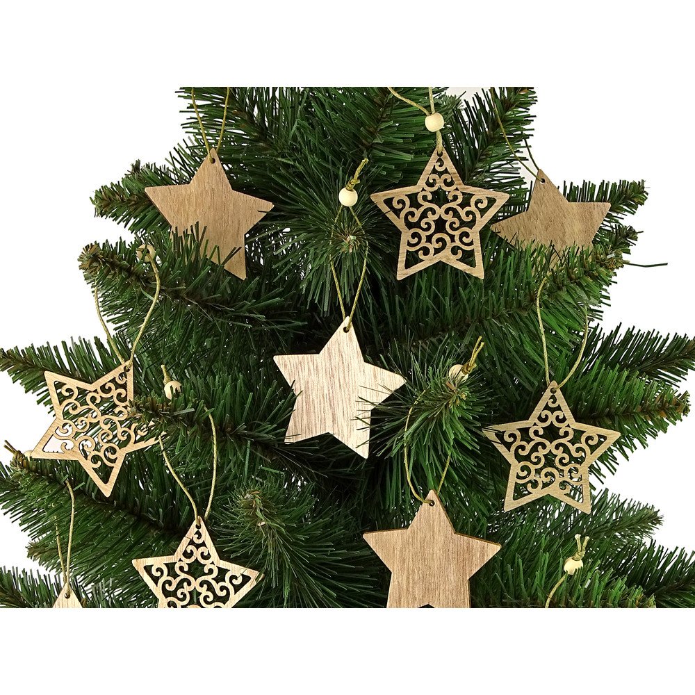 Kalėdų medinės žvaigždės bombos Kalėdų eglutės papuošalas