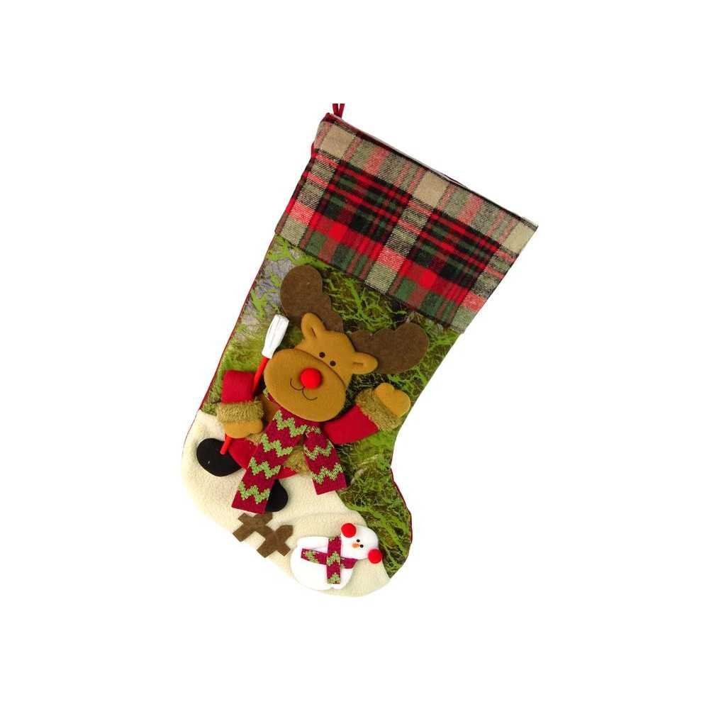 Reindeer in Sweater Christmas Fabric Gift Sock