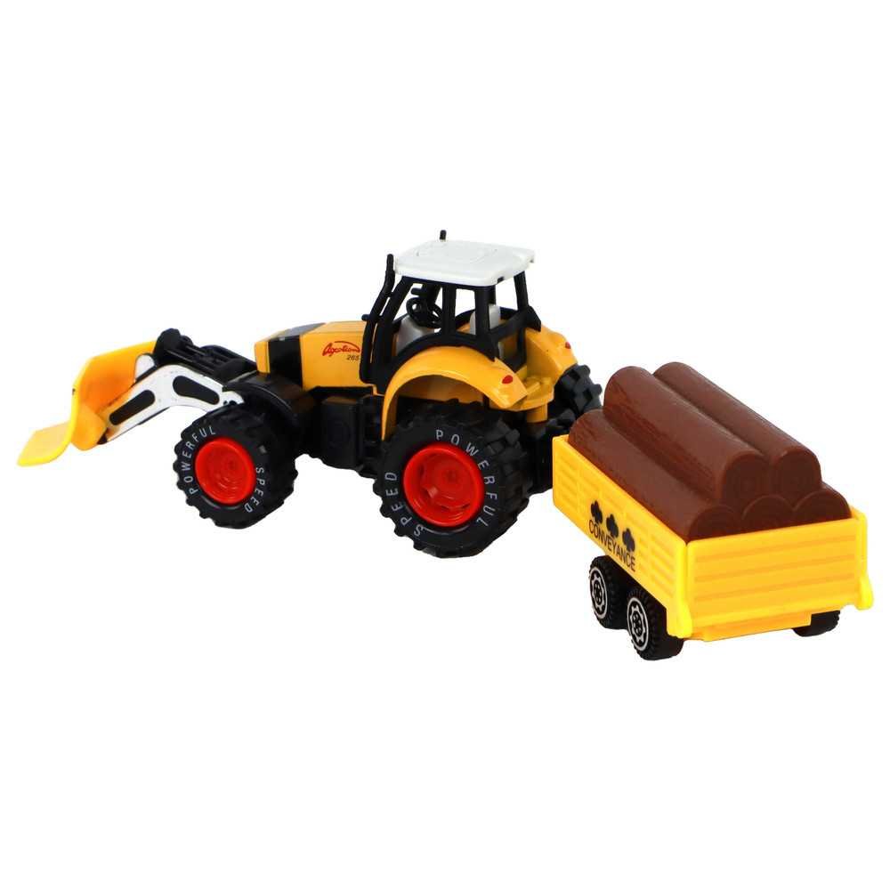 Tractor With Trailer Excavator Bulldozer Agricultural Machine Yellow