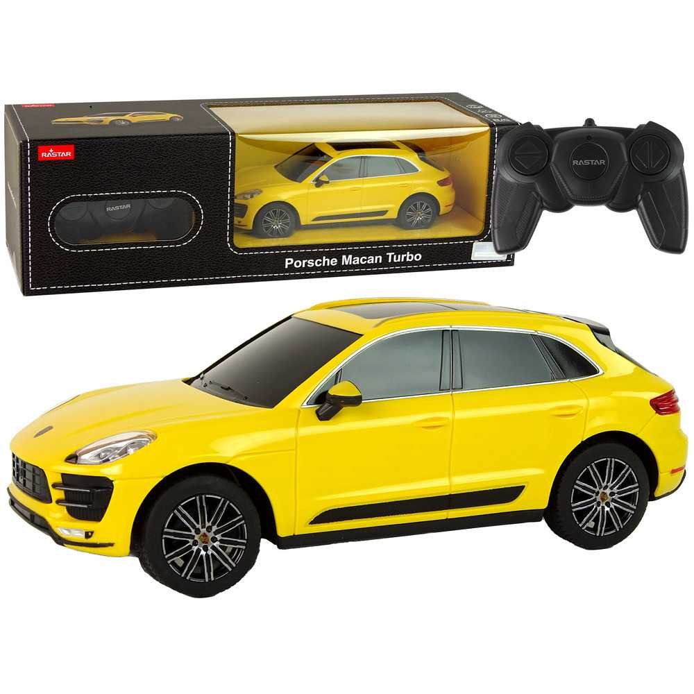 Nuotoliniu būdu valdomas automobilis R/C Porsche Macan Turbo 1:24 Rastar, Yellow-Žaislai, Auto ir transporto žaislai, Valdomos r