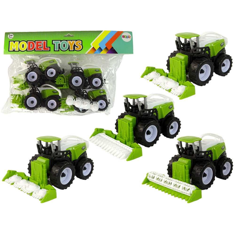 Farm Vehicle Set Green Tractors 4 Pieces