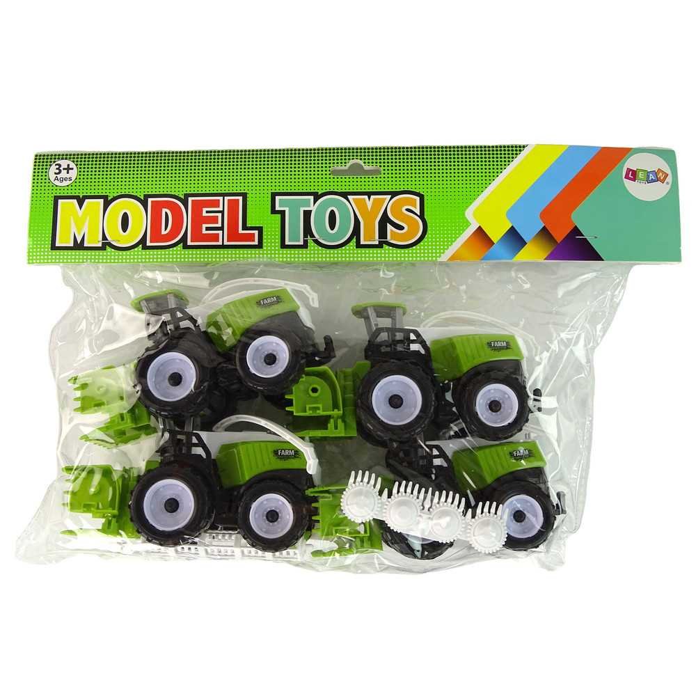 Farm Vehicle Set Green Tractors 4 Pieces