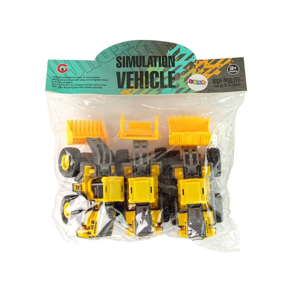 Set of Construction Vehicles 3 Yellow Models