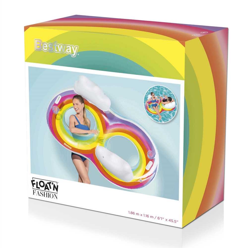 Double Inflatable Swimming Ring 186 x 116 cm Rainbow Bestway 43648