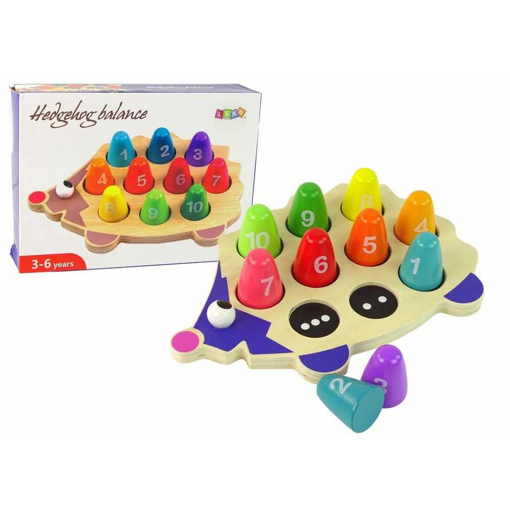 Wooden Educational Hedgehog 10 Colorful Pawns