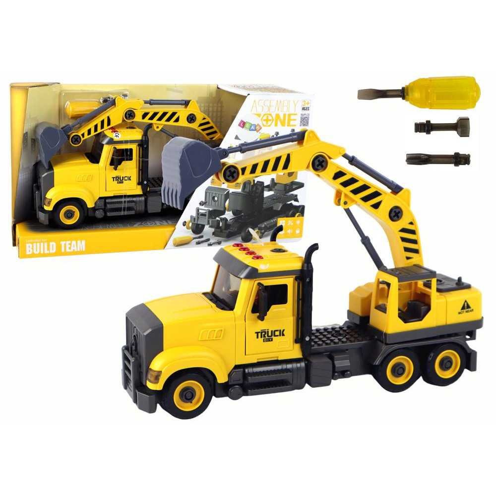 Crane Truck for Unscrewing and Turning Yellow