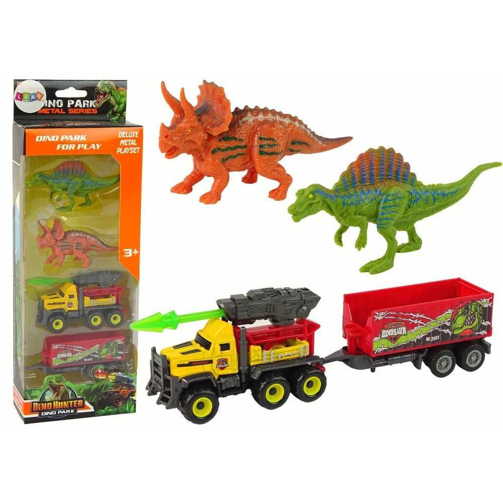 Dinosaurs Set Rocket Car With Trailer Yellow