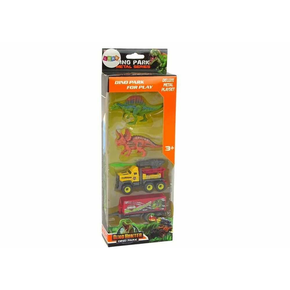 Dinosaurs Set Rocket Car With Trailer Yellow