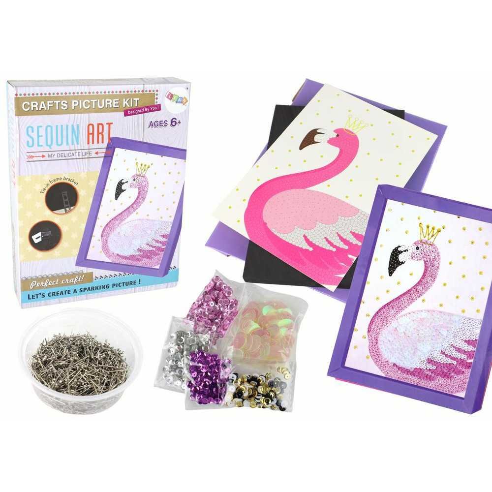 Creative DIY Sequins Set Studs Flamingo Frame