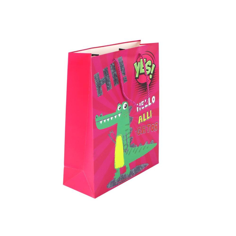 Rožinis popierinis dovanų maišelis 32 cm x 26 cm x 10 cm