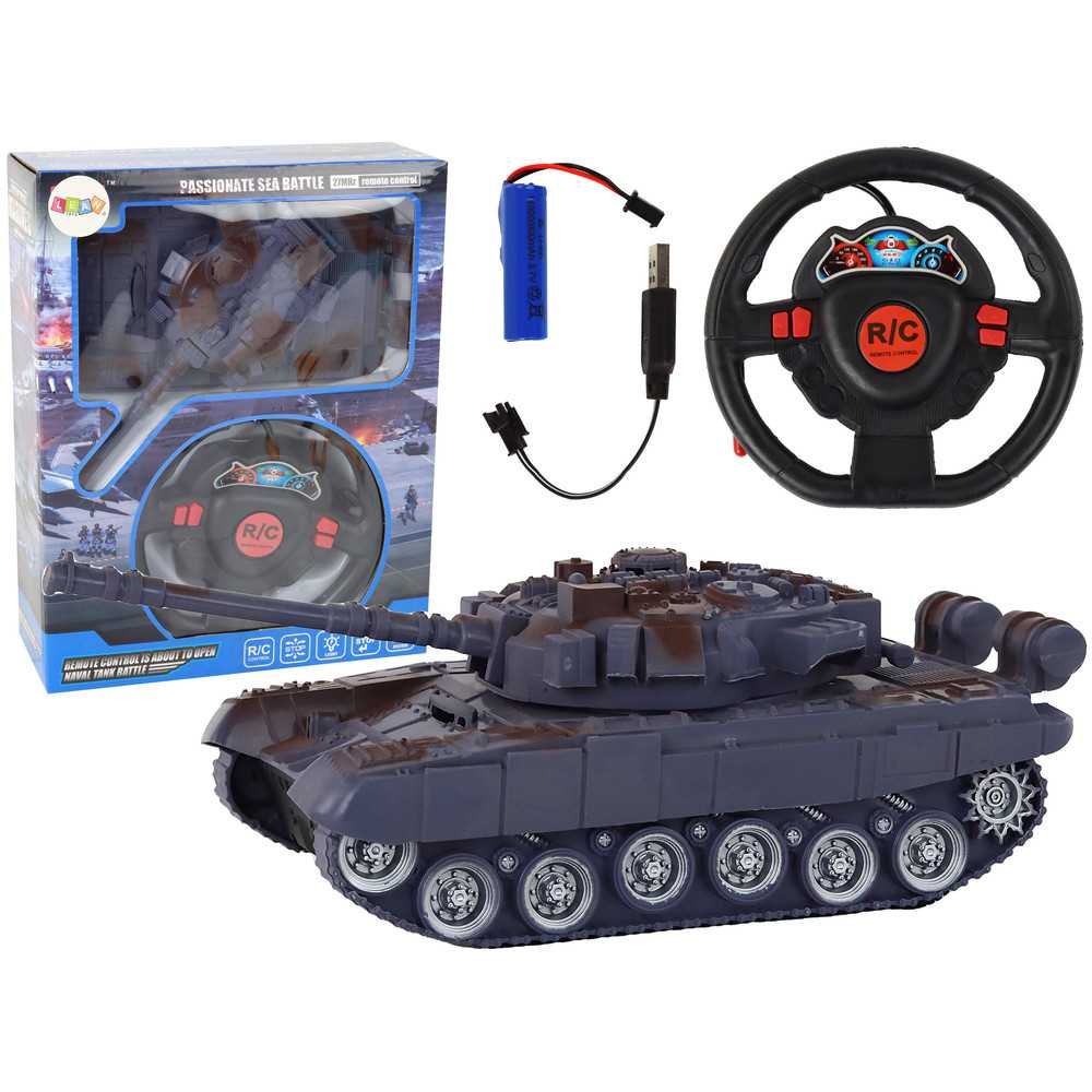 R/C Tank Remote Controlled Lights Sound Navy Blue 1:18 27MHz