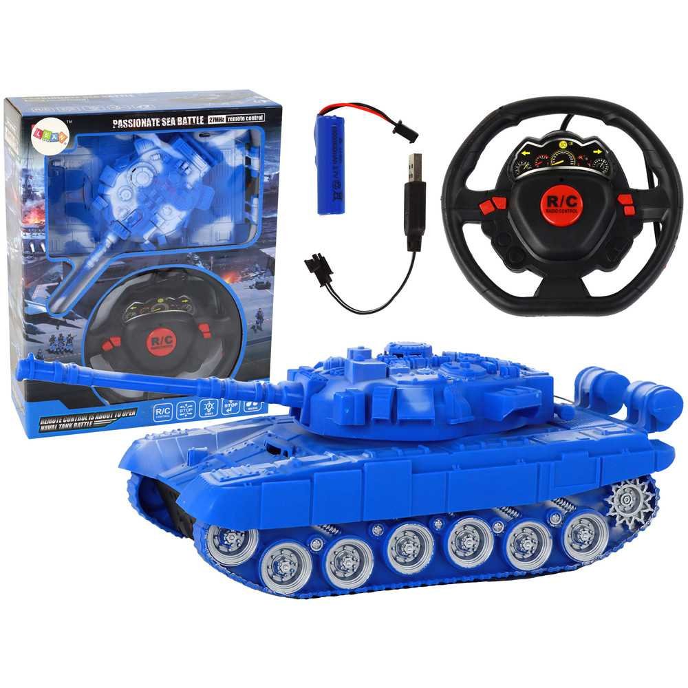 R/C Tank Remote Controlled Lights Sound Blue 1:18 27MHz