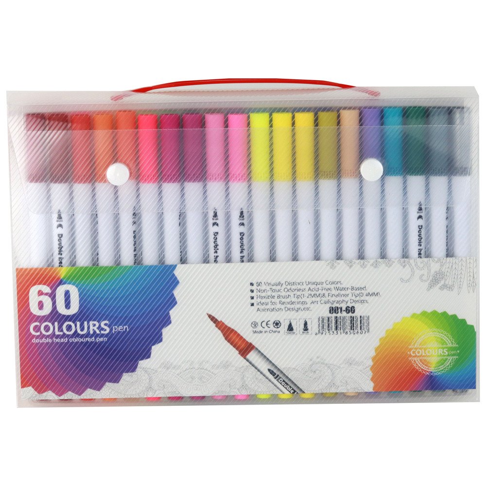 60 spalvotų rašiklių rinkinys organizatoriuje