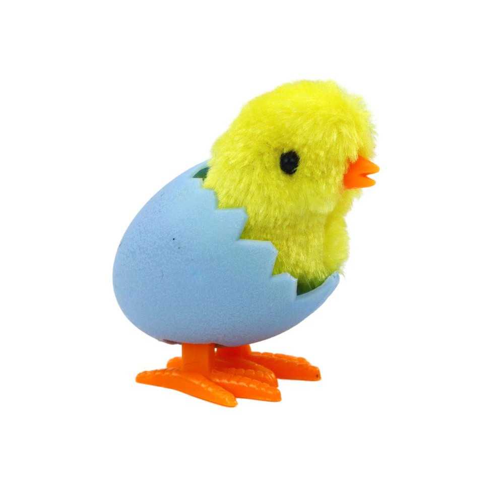 Jumping Chicken In Egg Shell Wind Up Plush Yellow