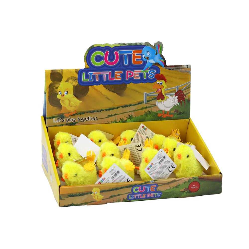 Jumping Chicken Wind Up Toy Figurine Yellow