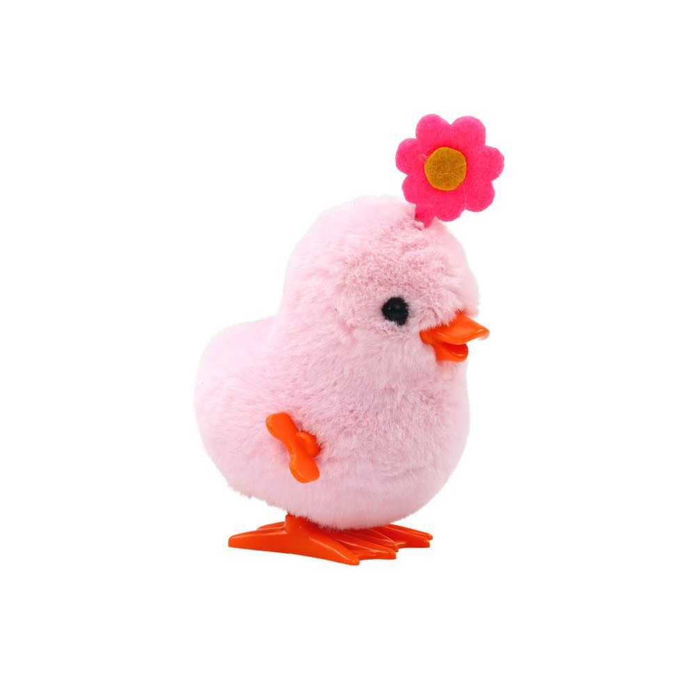 Pink Jumping Hen Wind-up Hen With Flower