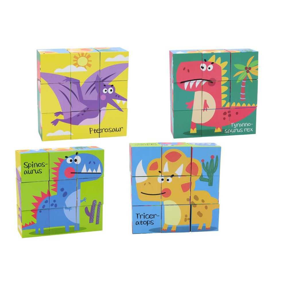 Educational Puzzle 6in1 Blocks Puzzle Cubes 6 Pictures Dinosaurs 9 El.