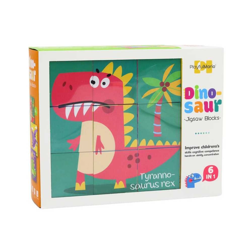 Educational Puzzle 6in1 Blocks Puzzle Cubes 6 Pictures Dinosaurs 9 El.