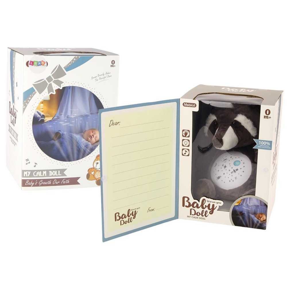 Teddy Bear Sleeping Lights Sounds Night and Day Mode Raccoon