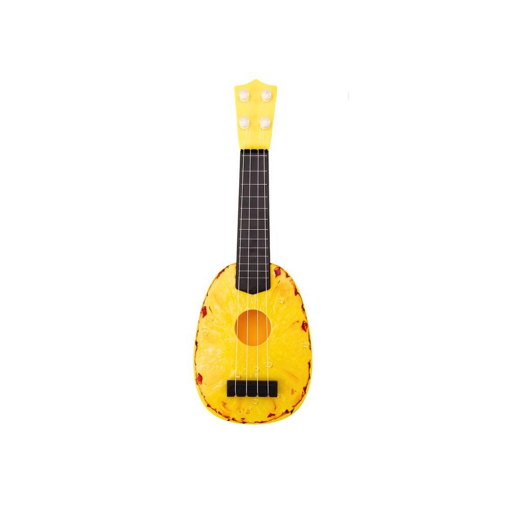 ukulele vaikams Mini gitara 4 stygos Ananasų tema Geltona gitara 15″-Žaislai, Muzikiniai-e-vaikas